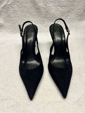 SCHUTZ ALICIA SLING SUEDE PUMPS Black Classic Heels Size 9.5